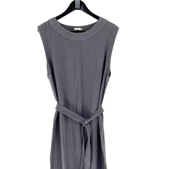 Faherty Womens Organic Cotton Dream Costa Midi Dress Washed Black Large NWOT - Picture 4 of 10